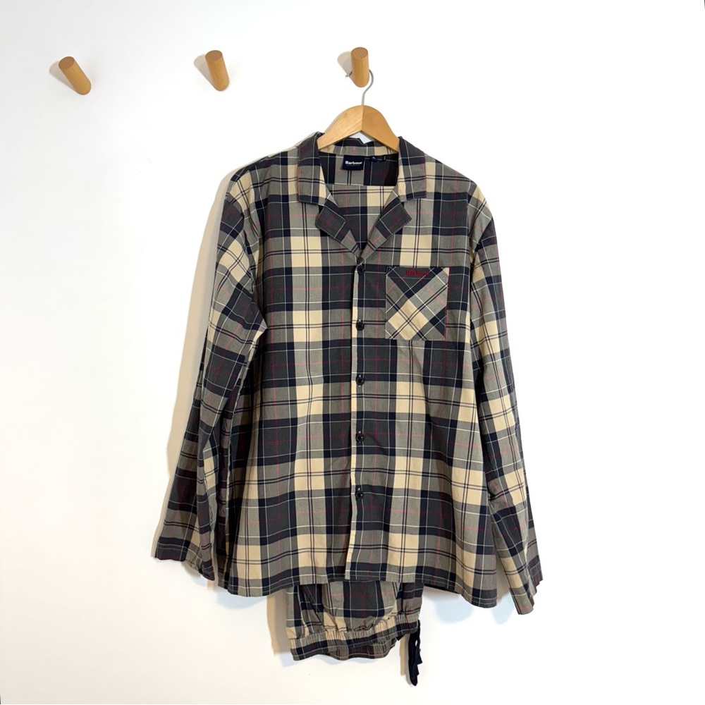 Barbour Plaid Woven Cotton Pajama Set in Stone Tartan Laith Tartan Men’s Size XL - Picture 2 of 16